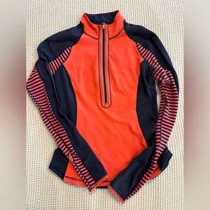 Rulu Run Half Zip size 4 or 6 excellent condition with navy and orange stripes